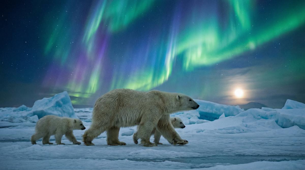 抖阴北极熊视频 - 极光下的母子视频